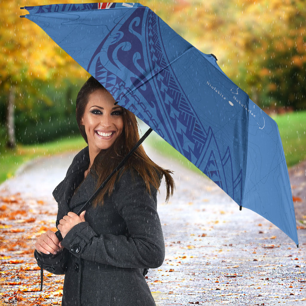 Tuvalu Heritage Umbrella Map of the Islands and Polynesia Pattern LT03 - Polynesian Pride
