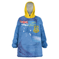 Tuvalu Heritage Wearable Blanket Hoodie Map of the Islands and Polynesia Pattern LT03 One Size Blue - Polynesian Pride