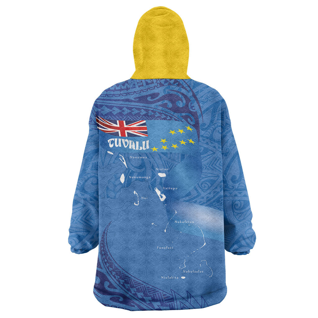 Tuvalu Heritage Wearable Blanket Hoodie Map of the Islands and Polynesia Pattern LT03 - Polynesian Pride