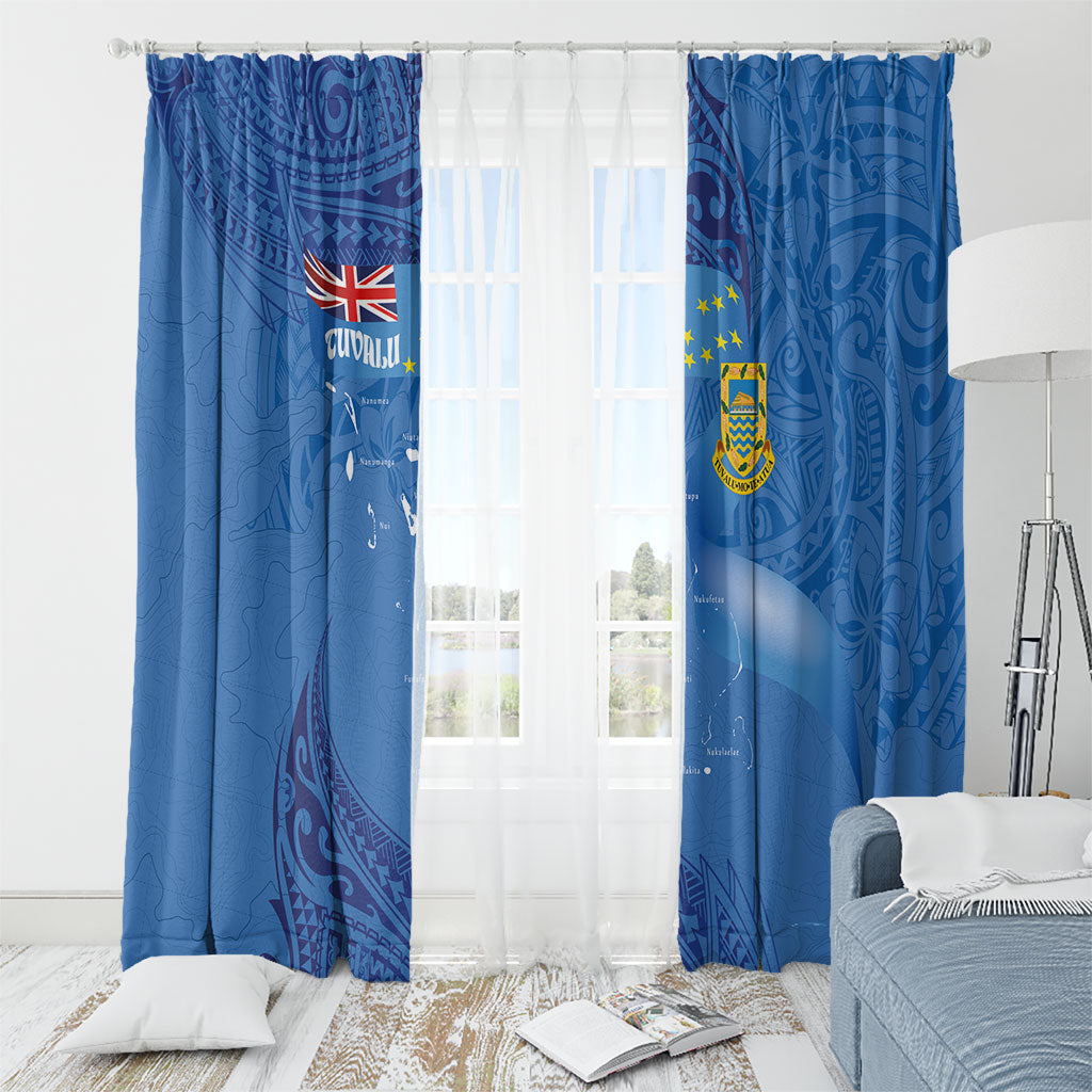 Tuvalu Heritage Window Curtain Map of the Islands and Polynesia Pattern LT03 - Polynesian Pride