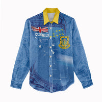 Tuvalu Heritage Women Casual Shirt Map of the Islands and Polynesia Pattern LT03 - Polynesian Pride