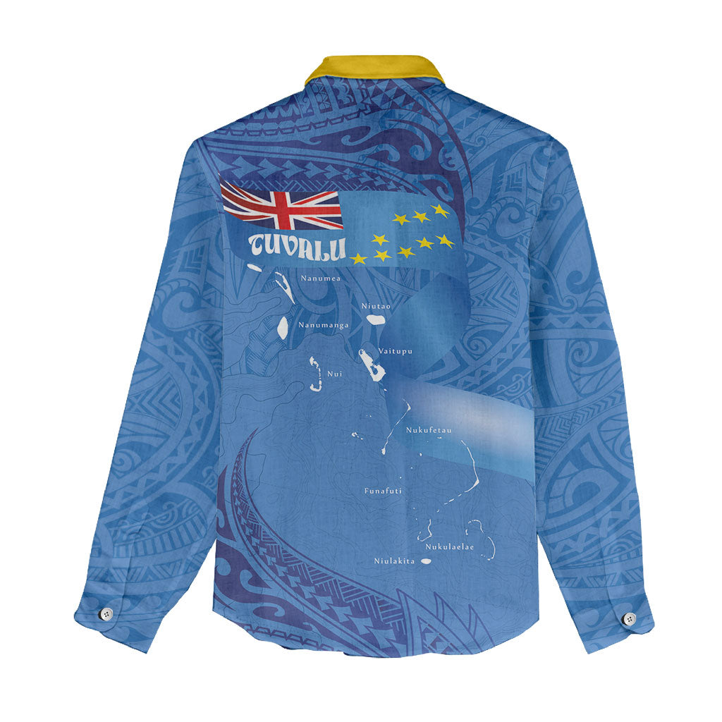 Tuvalu Heritage Women Casual Shirt Map of the Islands and Polynesia Pattern LT03 - Polynesian Pride