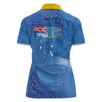 Tuvalu Heritage Women Polo Shirt Map of the Islands and Polynesia Pattern LT03 - Polynesian Pride