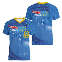 Tuvalu Heritage Women V-Neck T-Shirt Map of the Islands and Polynesia Pattern LT03 - Polynesian Pride