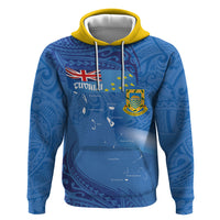 Tuvalu Heritage Zip Hoodie Map of the Islands and Polynesia Pattern LT03 Pullover Hoodie Blue - Polynesian Pride