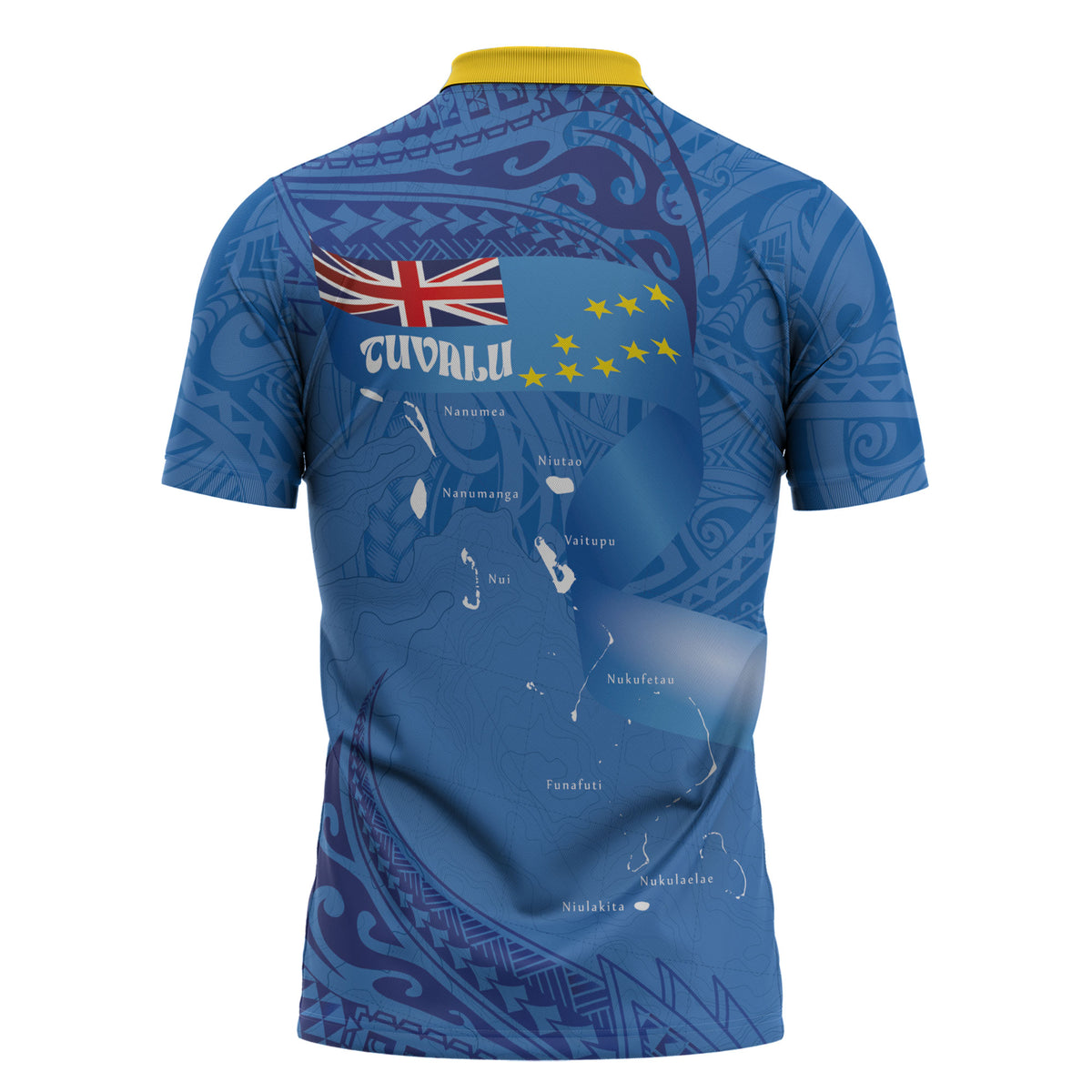Tuvalu Heritage Zipper Polo Shirt Map of the Islands and Polynesia Pattern LT03 - Polynesian Pride