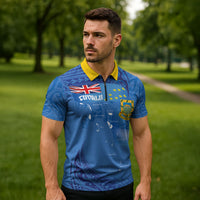 Tuvalu Heritage Zipper Polo Shirt Map of the Islands and Polynesia Pattern LT03 - Polynesian Pride