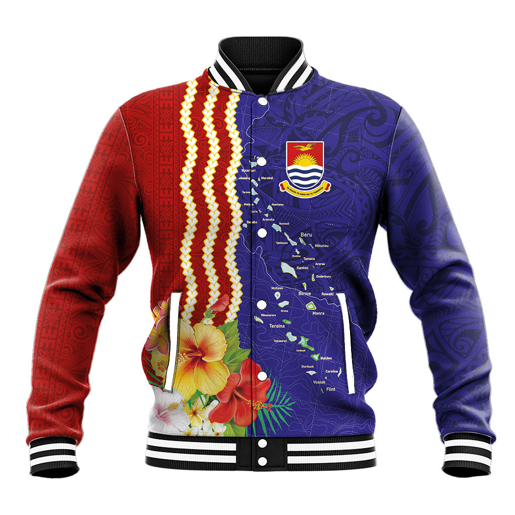 Kiribati Heritage Baseball Jacket Map of the Islands and Polynesia Pattern LT03 Unisex Multicolor - Polynesian Pride