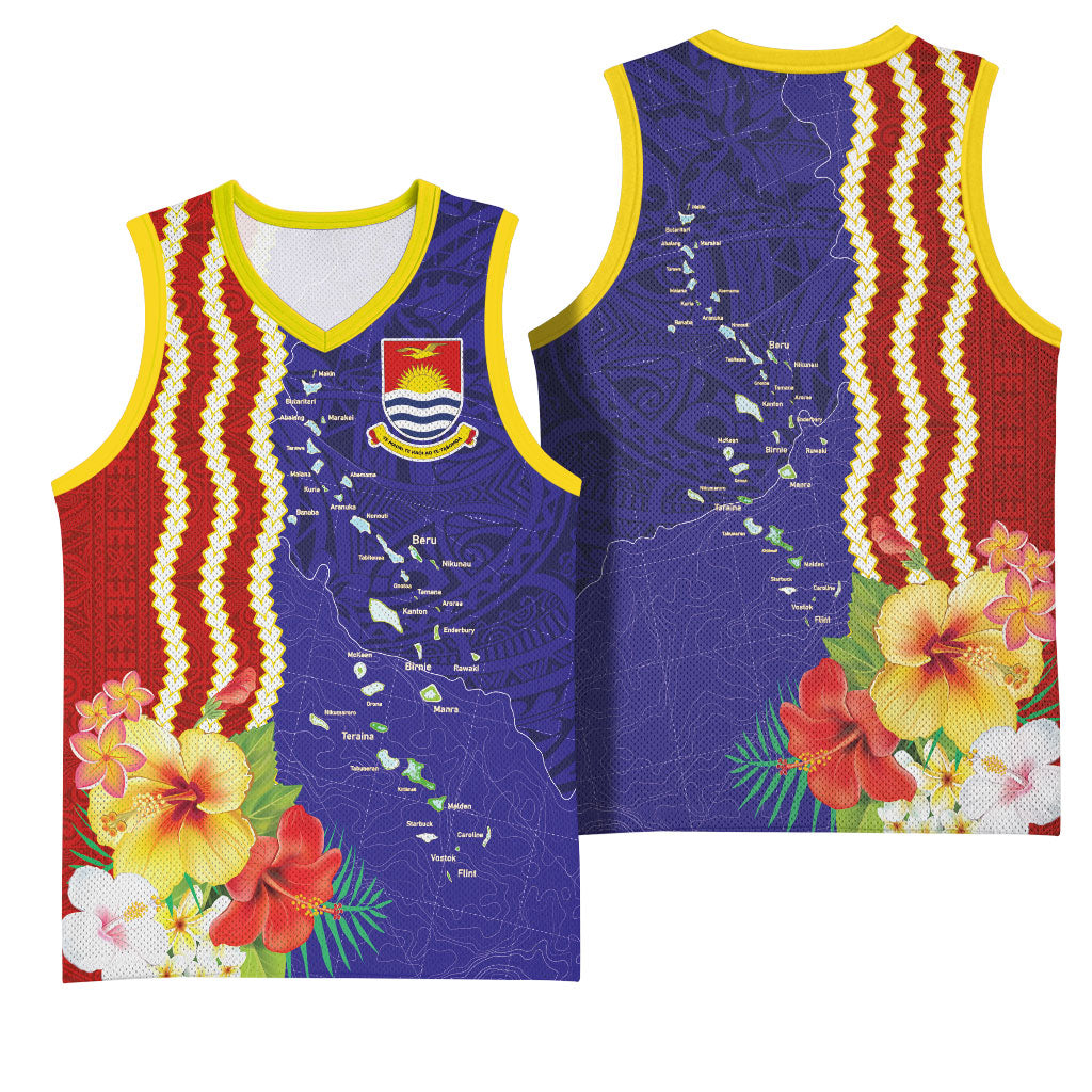 Kiribati Heritage Basketball Jersey Map of the Islands and Polynesia Pattern LT03 - Polynesian Pride