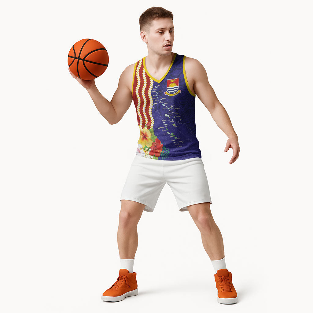 Kiribati Heritage Basketball Jersey Map of the Islands and Polynesia Pattern LT03 - Polynesian Pride