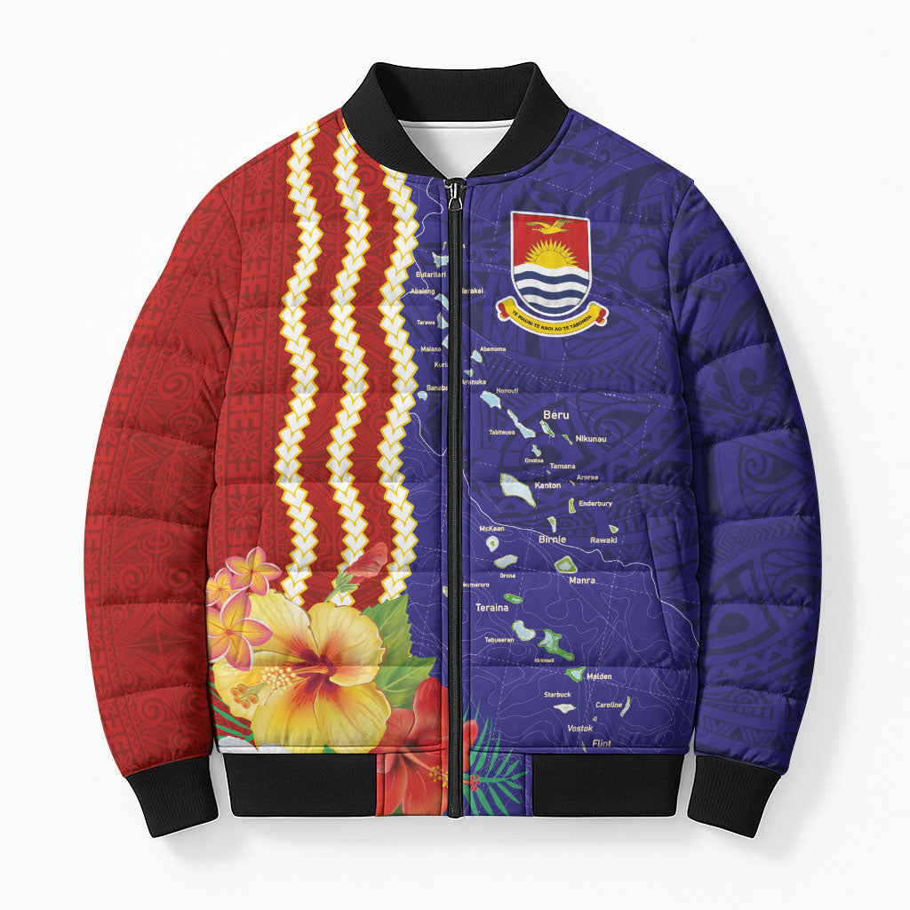 Kiribati Heritage Bomber Puffer Jacket Map of the Islands and Polynesia Pattern LT03 Unisex Multicolor - Polynesian Pride