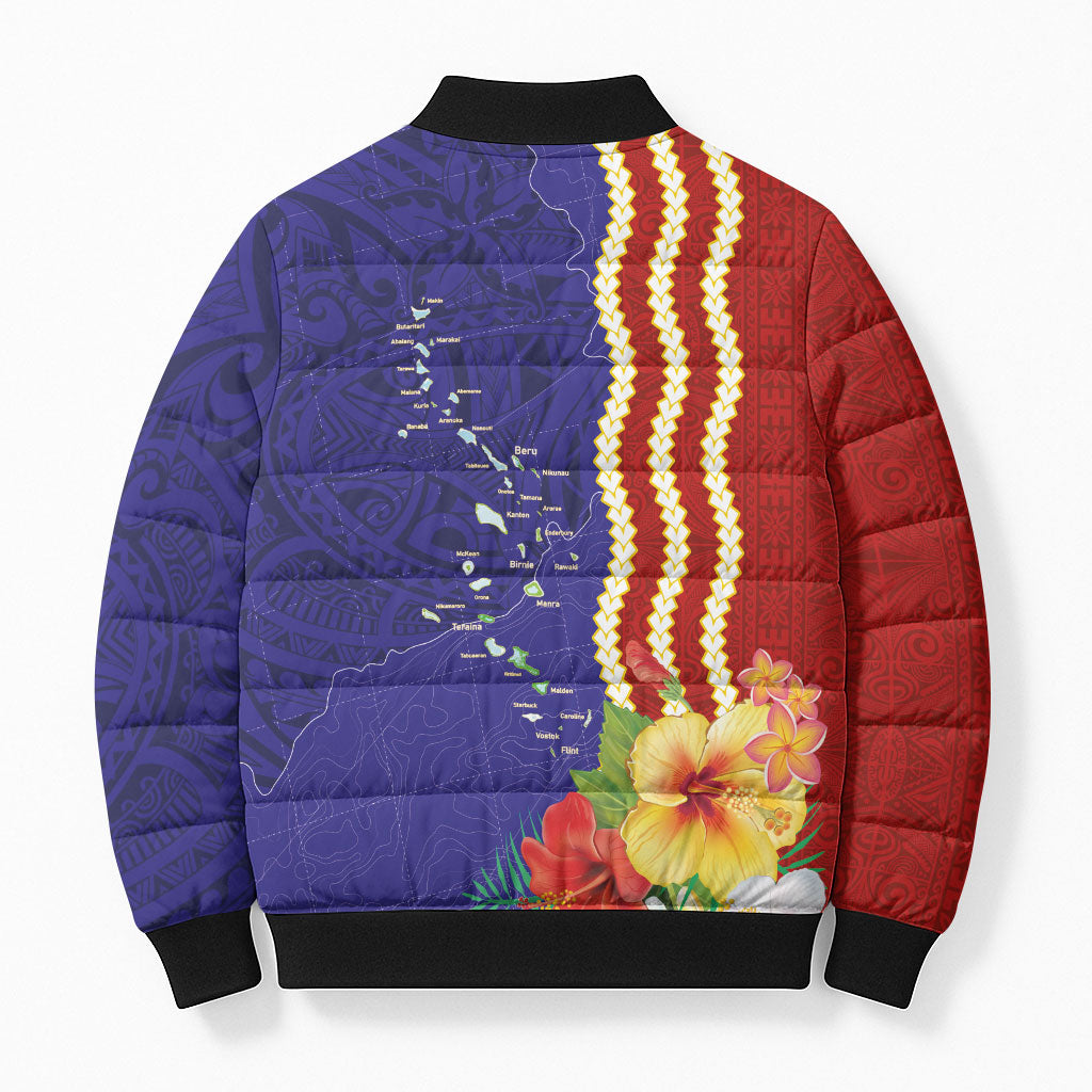 Kiribati Heritage Bomber Puffer Jacket Map of the Islands and Polynesia Pattern LT03 - Polynesian Pride