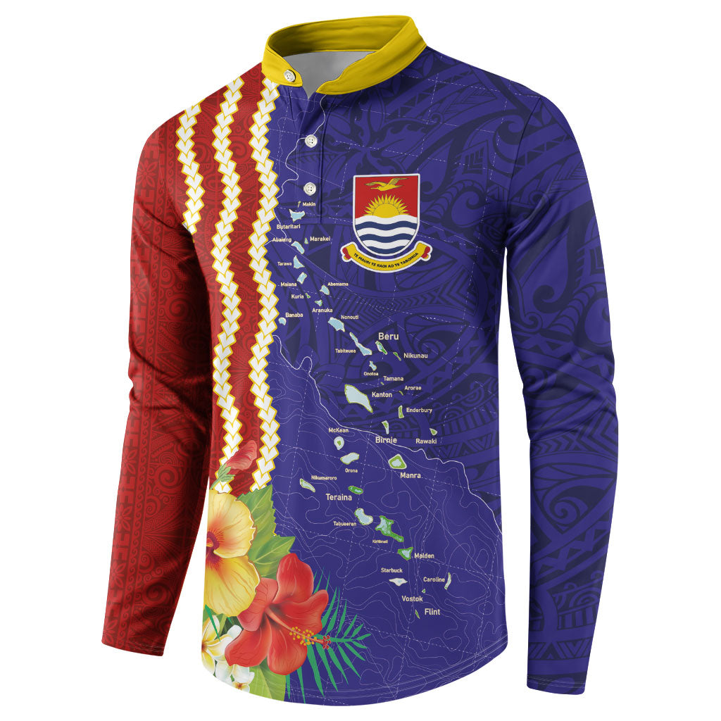 Kiribati Heritage Button Sweatshirt Map of the Islands and Polynesia Pattern LT03 - Polynesian Pride