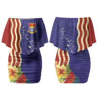 Kiribati Heritage Couples Matching Off Shoulder Short Dress and Long Sleeve Button Shirt Map of the Islands and Polynesia Pattern LT03 - Polynesian Pride