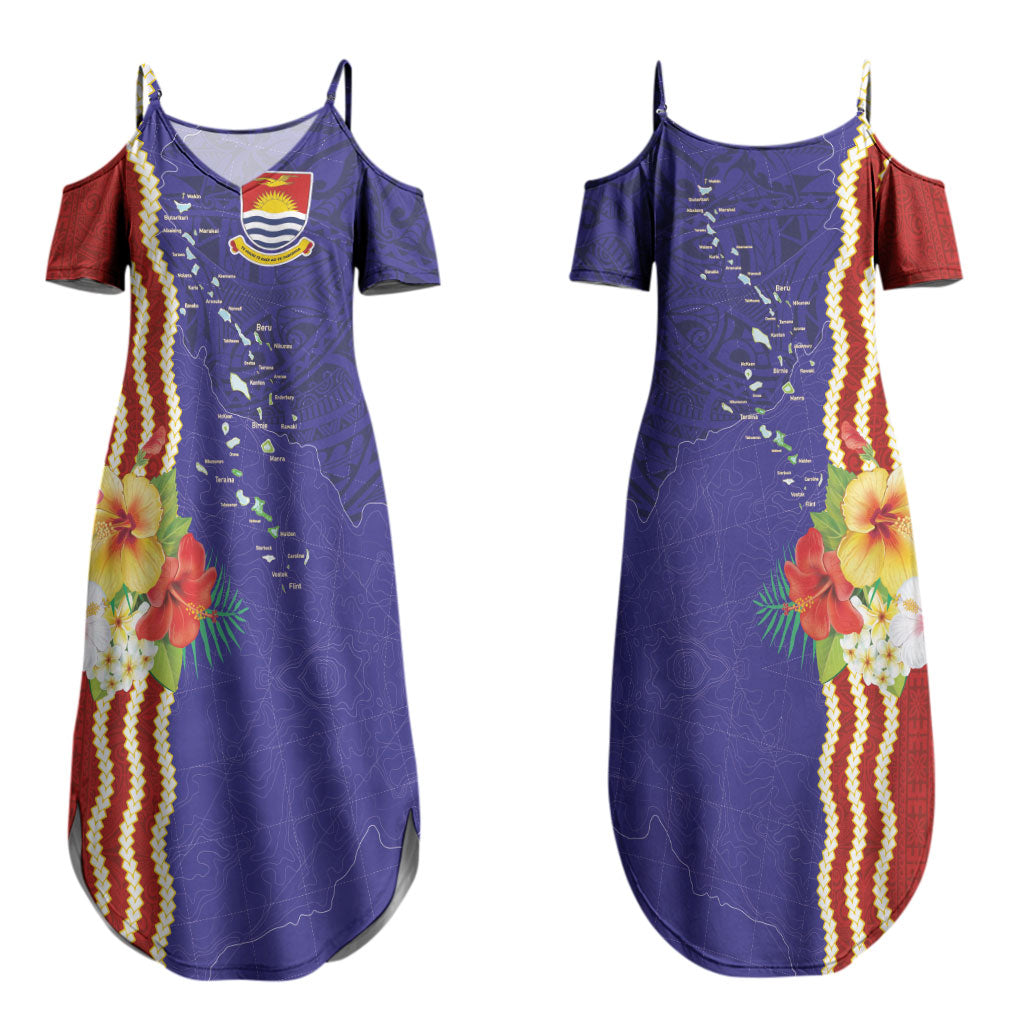 Kiribati Heritage Couples Matching Summer Maxi Dress and Long Sleeve Button Shirt Map of the Islands and Polynesia Pattern LT03 - Polynesian Pride