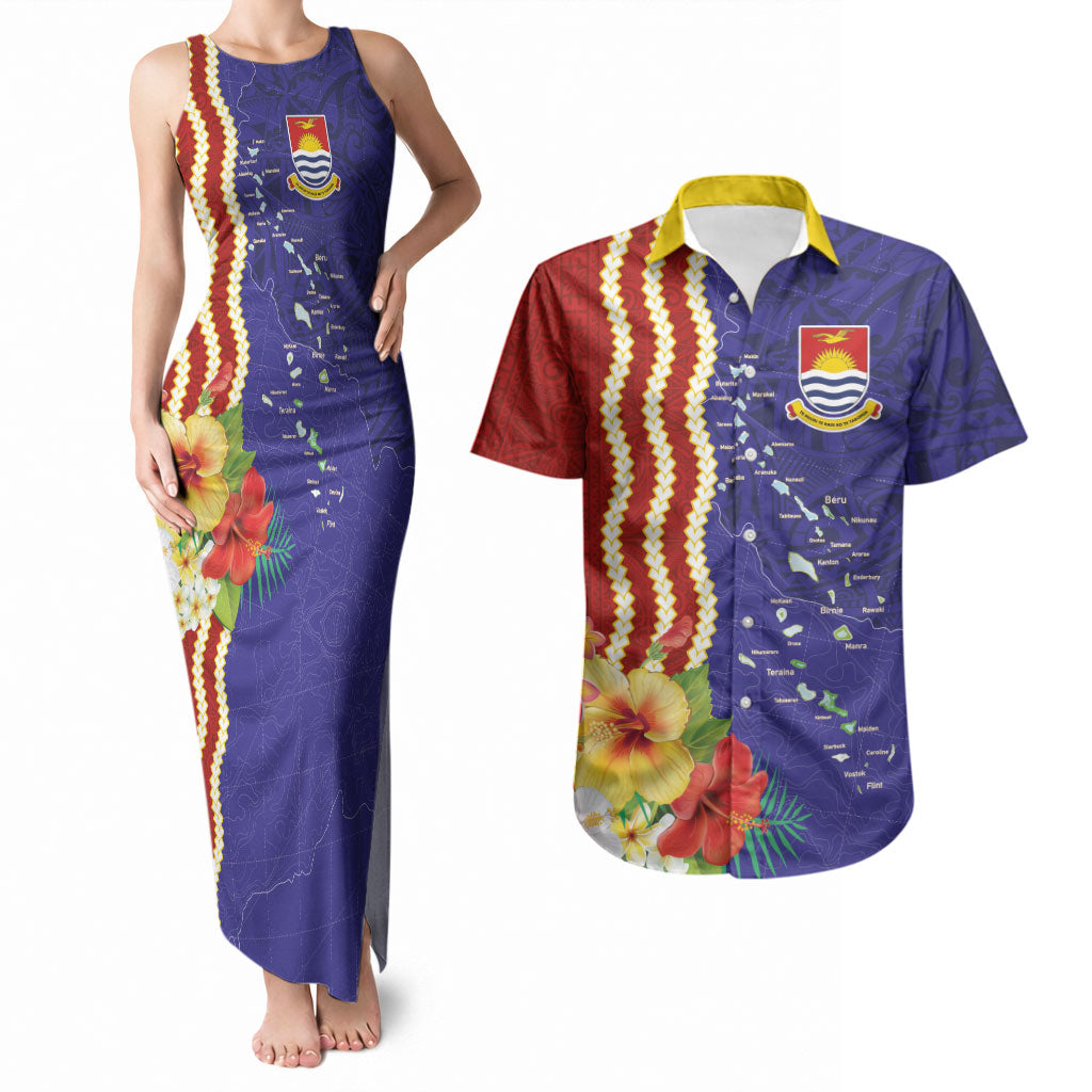 Kiribati Heritage Couples Matching Tank Maxi Dress and Hawaiian Shirt Map of the Islands and Polynesia Pattern LT03 Multicolor - Polynesian Pride