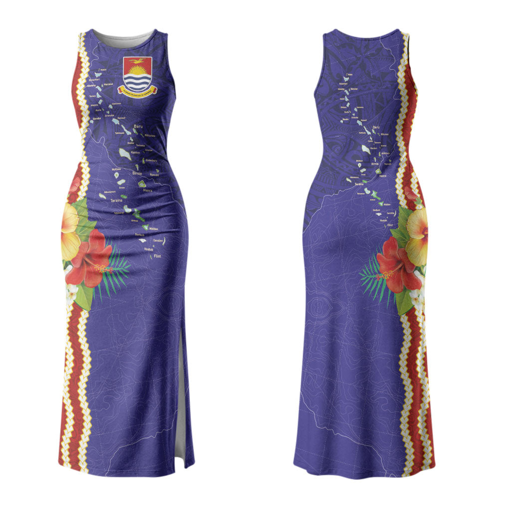 Kiribati Heritage Couples Matching Tank Maxi Dress and Hawaiian Shirt Map of the Islands and Polynesia Pattern LT03 - Polynesian Pride