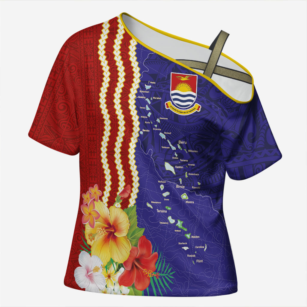 Kiribati Heritage Cross Shoulder Shirt Map of the Islands and Polynesia Pattern LT03 Female Multicolor - Polynesian Pride