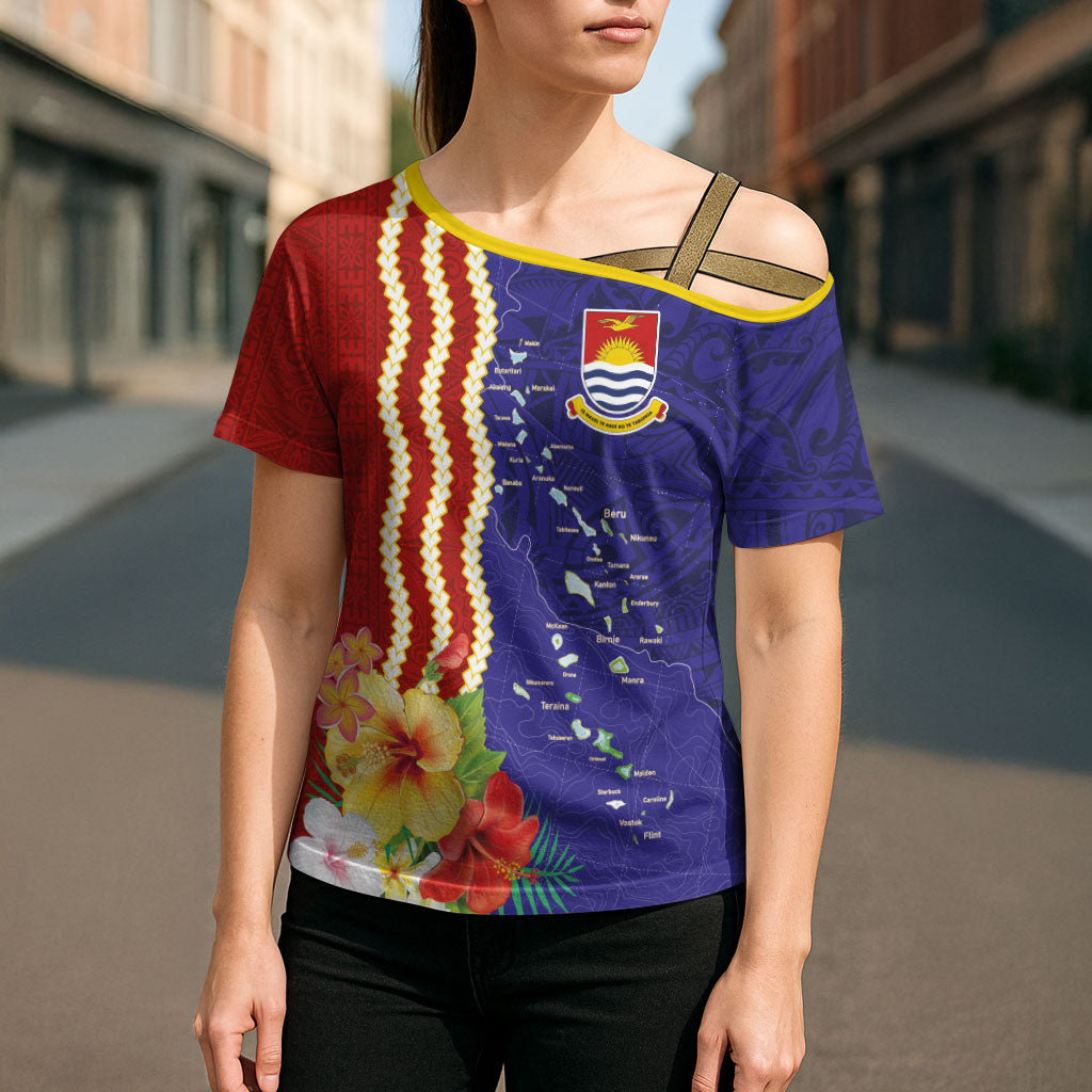 Kiribati Heritage Cross Shoulder Shirt Map of the Islands and Polynesia Pattern LT03 - Polynesian Pride