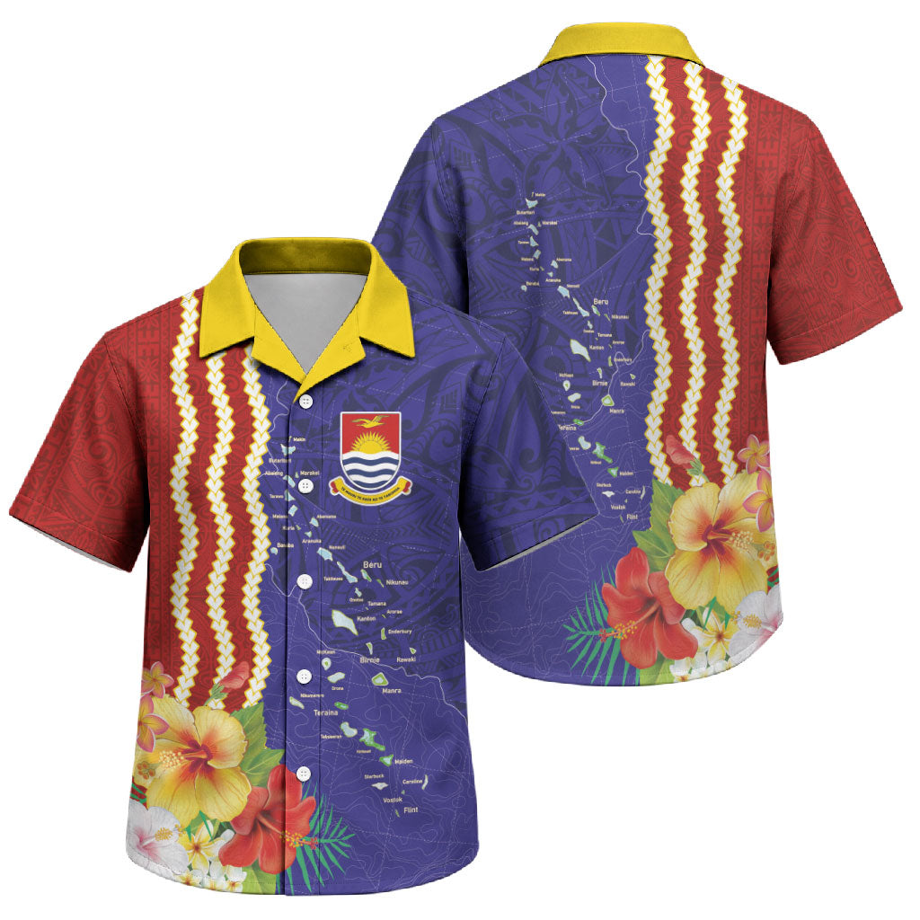 Kiribati Heritage Family Matching Off The Shoulder Long Sleeve Dress and Hawaiian Shirt Map of the Islands and Polynesia Pattern LT03 Son's Shirt Multicolor - Polynesian Pride