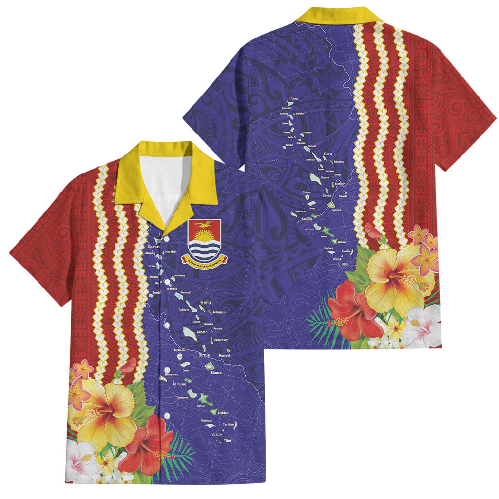 Kiribati Heritage Family Matching Short Sleeve Bodycon Dress and Hawaiian Shirt Map of the Islands and Polynesia Pattern LT03 Dad's Shirt - Short Sleeve Multicolor - Polynesian Pride