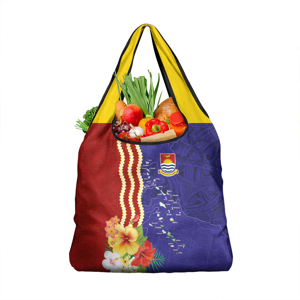 Kiribati Heritage Grocery Bag Map of the Islands and Polynesia Pattern LT03 1-pack One Size Multicolor - Polynesian Pride