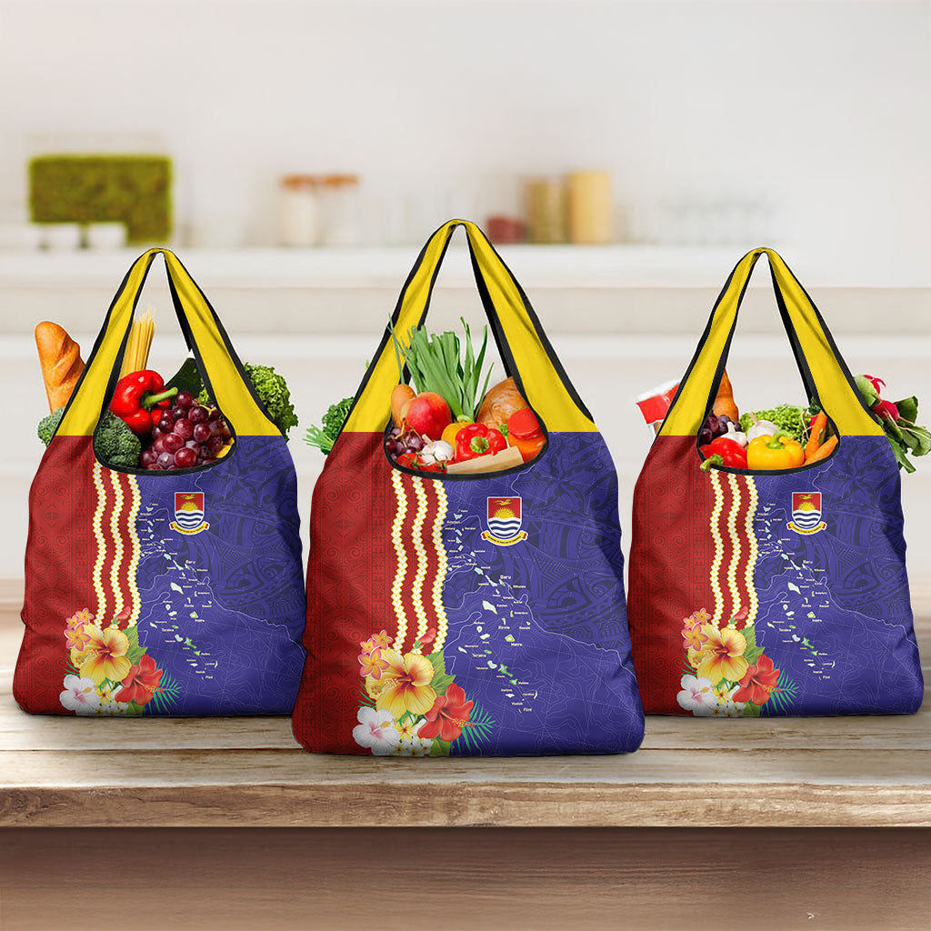 Kiribati Heritage Grocery Bag Map of the Islands and Polynesia Pattern LT03 3-pack One Size Multicolor - Polynesian Pride