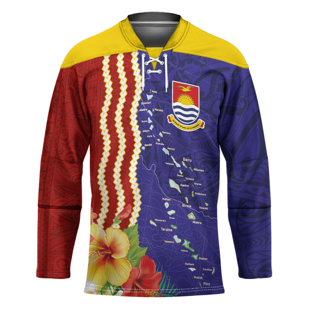 Kiribati Heritage Hockey Jersey Map of the Islands and Polynesia Pattern LT03 Unisex Multicolor - Polynesian Pride