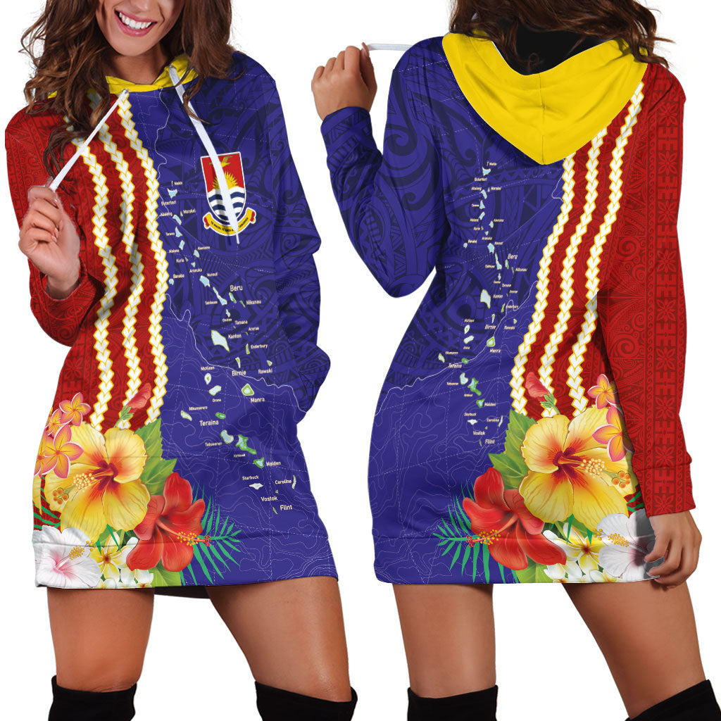 Kiribati Heritage Hoodie Dress Map of the Islands and Polynesia Pattern LT03 - Polynesian Pride