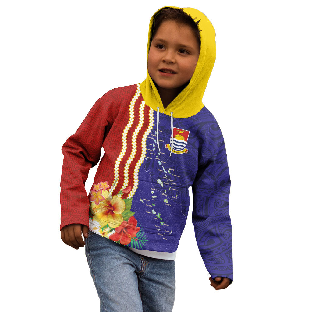 Kiribati Heritage Kid Hoodie Map of the Islands and Polynesia Pattern LT03 - Polynesian Pride