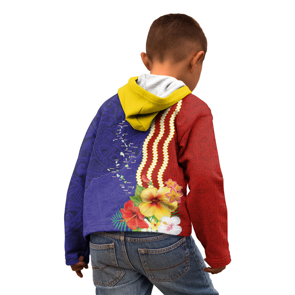 Kiribati Heritage Kid Hoodie Map of the Islands and Polynesia Pattern LT03 - Polynesian Pride