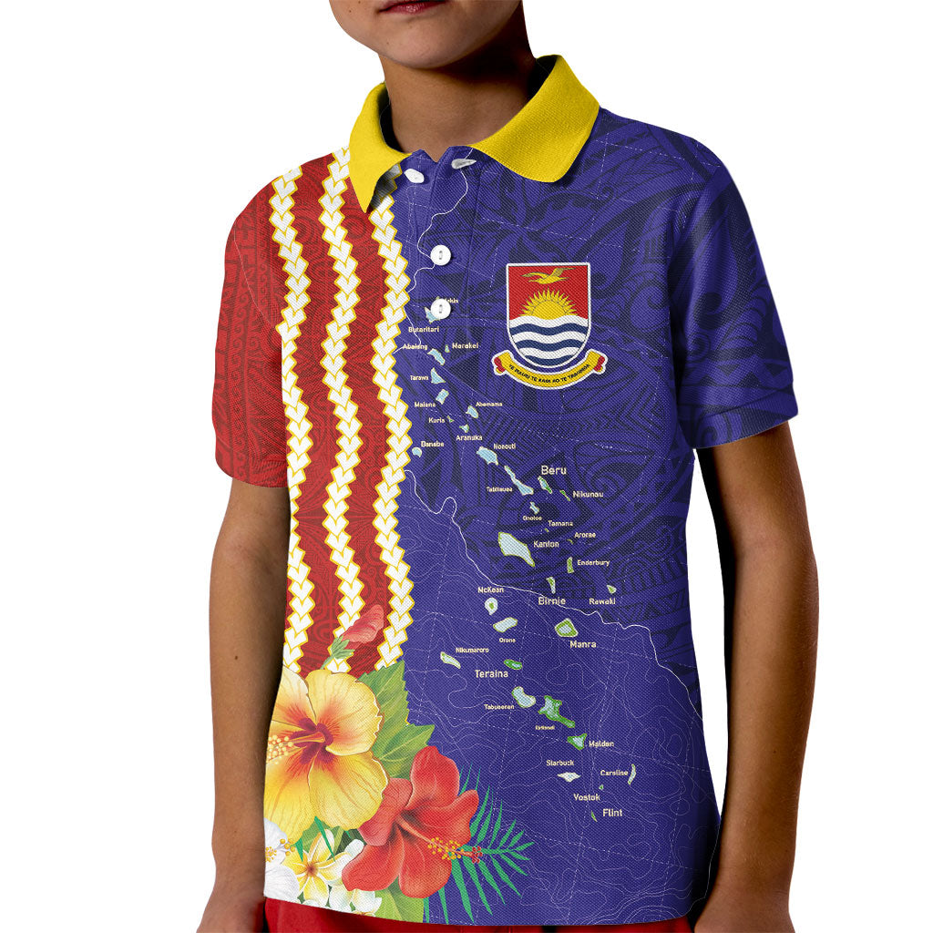 Kiribati Heritage Kid Polo Shirt Map of the Islands and Polynesia Pattern LT03 Kid Multicolor - Polynesian Pride