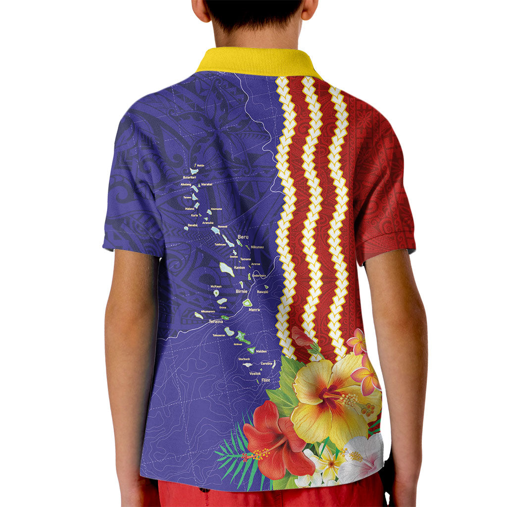 Kiribati Heritage Kid Polo Shirt Map of the Islands and Polynesia Pattern LT03 - Polynesian Pride