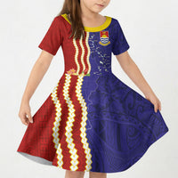 Kiribati Heritage Kid Short Sleeve Dress Map of the Islands and Polynesia Pattern LT03 KID Multicolor - Polynesian Pride