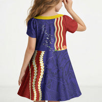 Kiribati Heritage Kid Short Sleeve Dress Map of the Islands and Polynesia Pattern LT03 - Polynesian Pride
