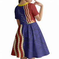 Kiribati Heritage Kid Short Sleeve Dress Map of the Islands and Polynesia Pattern LT03 - Polynesian Pride
