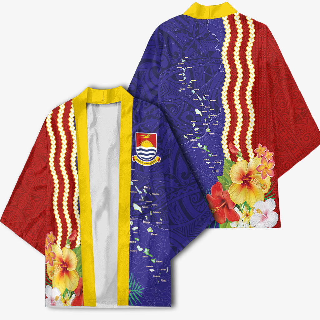 Kiribati Heritage Kimono Map of the Islands and Polynesia Pattern LT03 - Polynesian Pride