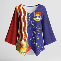 Kiribati Heritage Kimono Sleeve Blouse Map of the Islands and Polynesia Pattern LT03 Female Multicolor - Polynesian Pride