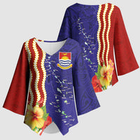 Kiribati Heritage Kimono Sleeve Blouse Map of the Islands and Polynesia Pattern LT03 - Polynesian Pride