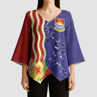 Kiribati Heritage Kimono Sleeve Blouse Map of the Islands and Polynesia Pattern LT03 - Polynesian Pride