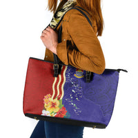 Kiribati Heritage Leather Tote Bag Map of the Islands and Polynesia Pattern LT03 Multicolor - Polynesian Pride