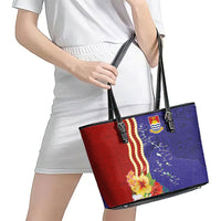 Kiribati Heritage Leather Tote Bag Map of the Islands and Polynesia Pattern LT03 - Polynesian Pride