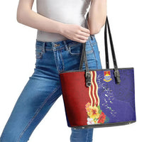 Kiribati Heritage Leather Tote Bag Map of the Islands and Polynesia Pattern LT03 - Polynesian Pride