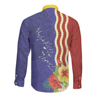 Kiribati Heritage Long Sleeve Button Shirt Map of the Islands and Polynesia Pattern LT03 - Polynesian Pride