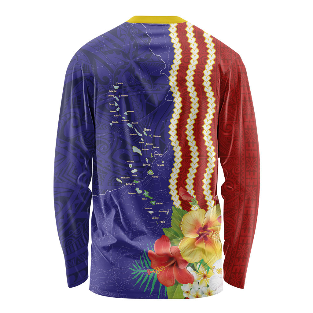 Kiribati Heritage Long Sleeve Shirt Map of the Islands and Polynesia Pattern LT03 - Polynesian Pride