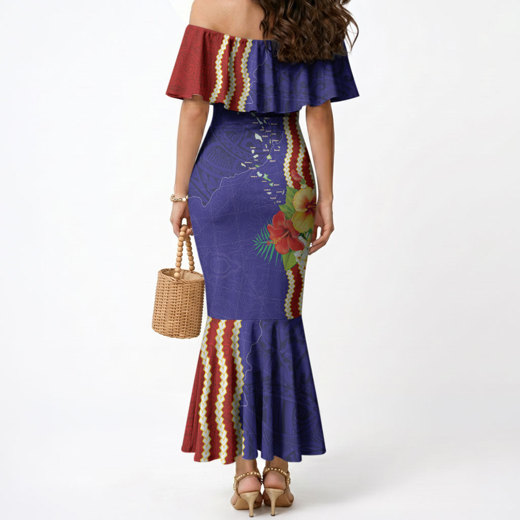 Kiribati Heritage Mermaid Dress Map of the Islands and Polynesia Pattern LT03 - Polynesian Pride