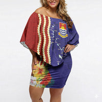 Kiribati Heritage Off Shoulder Short Dress Map of the Islands and Polynesia Pattern LT03 Women Multicolor - Polynesian Pride
