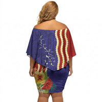 Kiribati Heritage Off Shoulder Short Dress Map of the Islands and Polynesia Pattern LT03 - Polynesian Pride