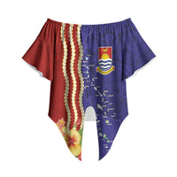 Kiribati Heritage Off Shoulder Wrap Waist Top Map of the Islands and Polynesia Pattern LT03 Multicolor - Polynesian Pride