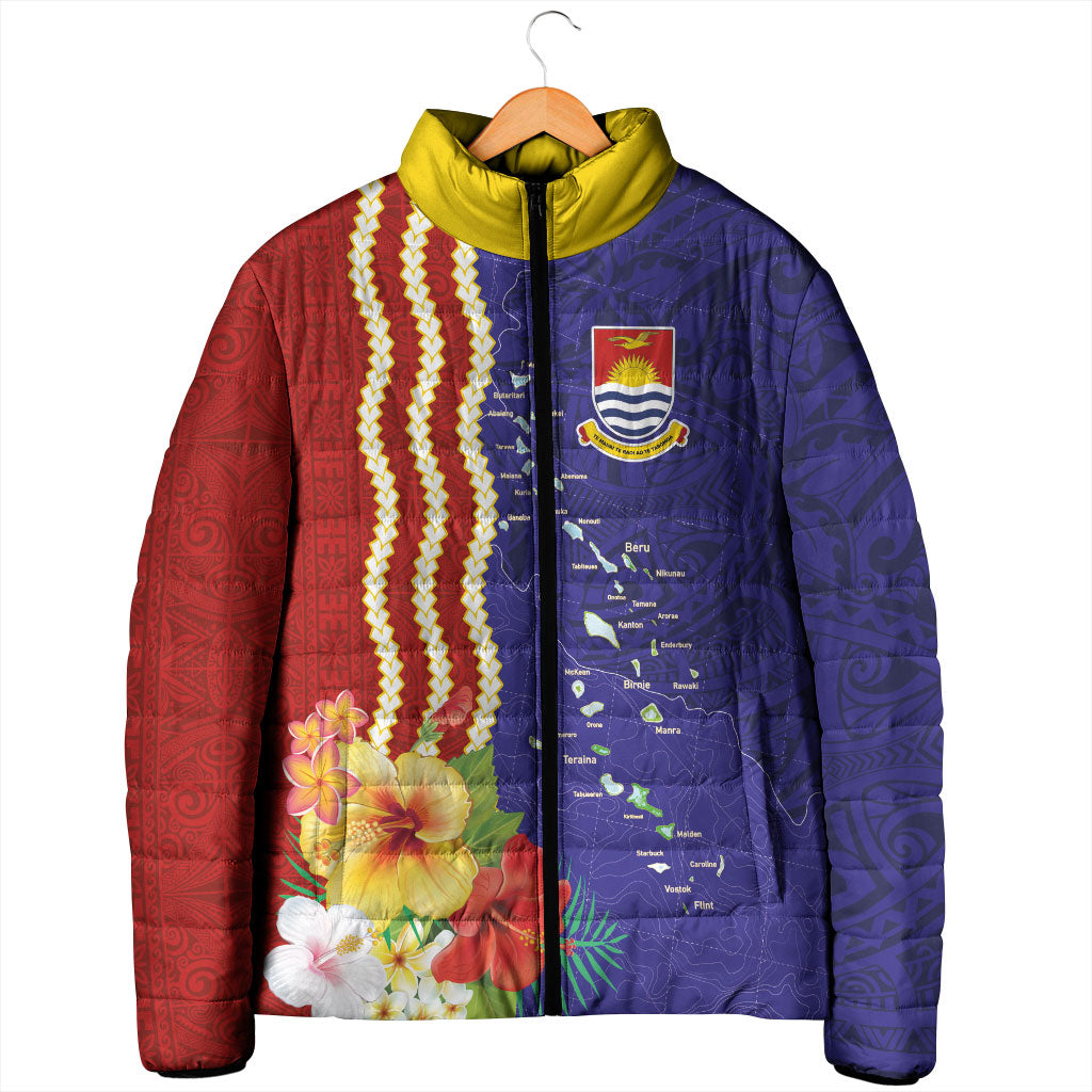 Kiribati Heritage Padded Jacket Map of the Islands and Polynesia Pattern LT03 - Polynesian Pride
